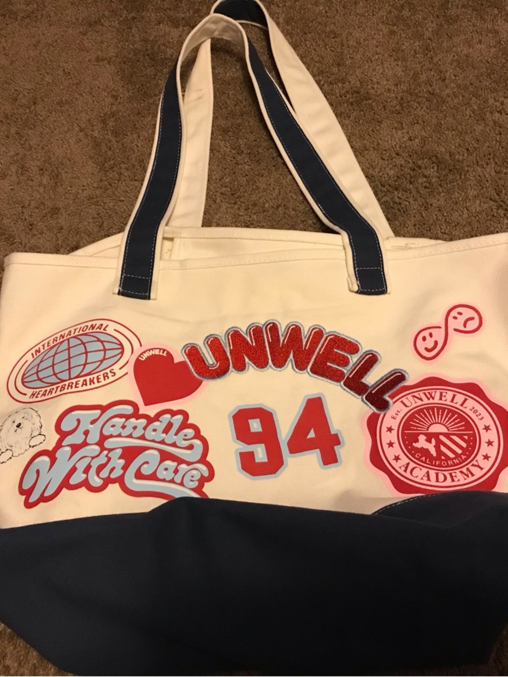 Unwell Handle Tote Bag - Blue
